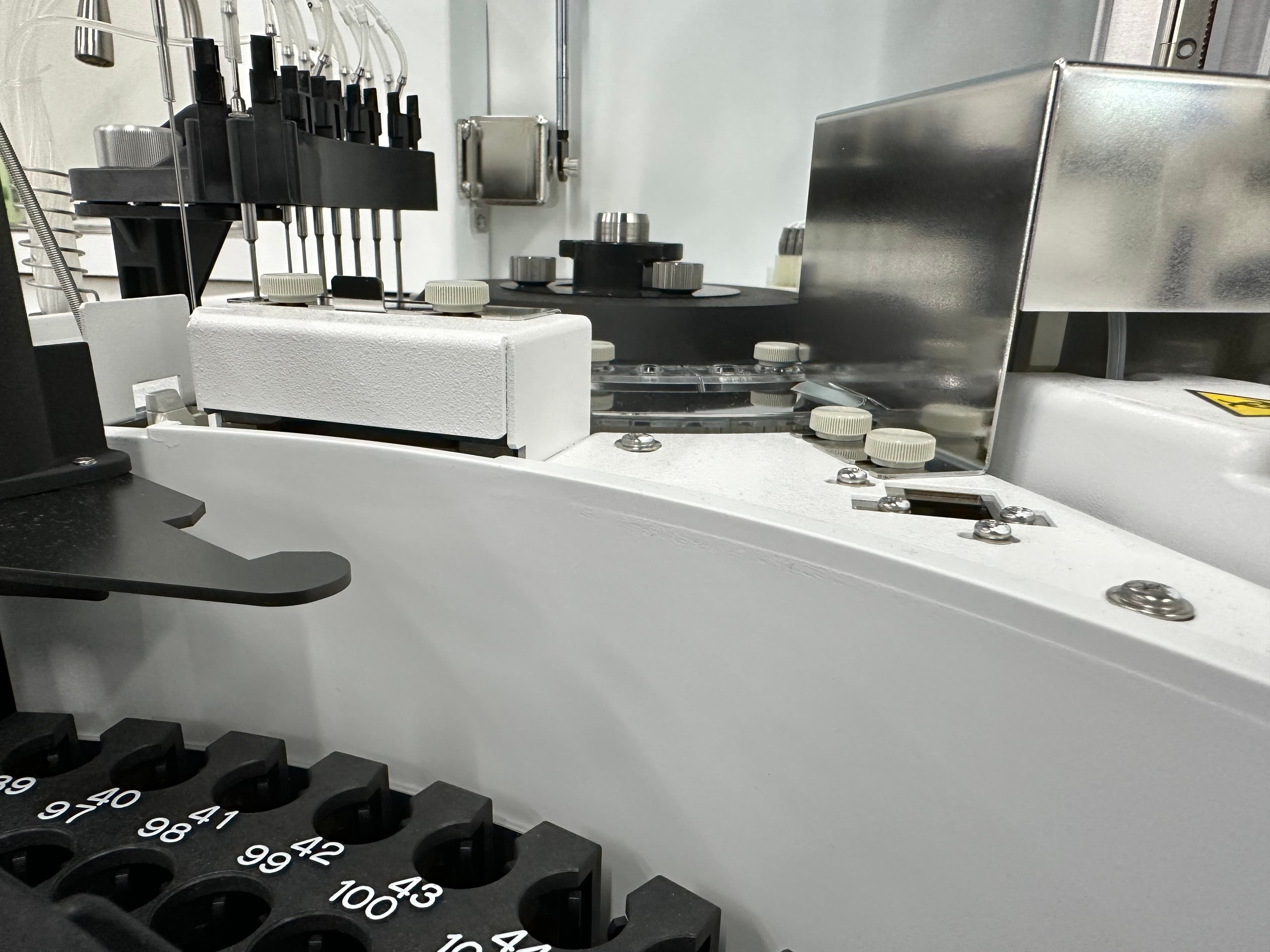 Automated lab analyzer processing patient samples at Matrigene Laboratories